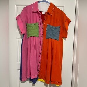 Queen of Sparkles Rainbow Colorblock Gauze Dress